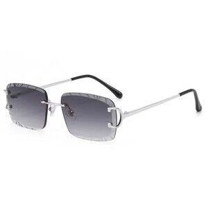 Rimless Square Sunglasses Men Cupronickel Fashion Punk Gradient Sun Glasses